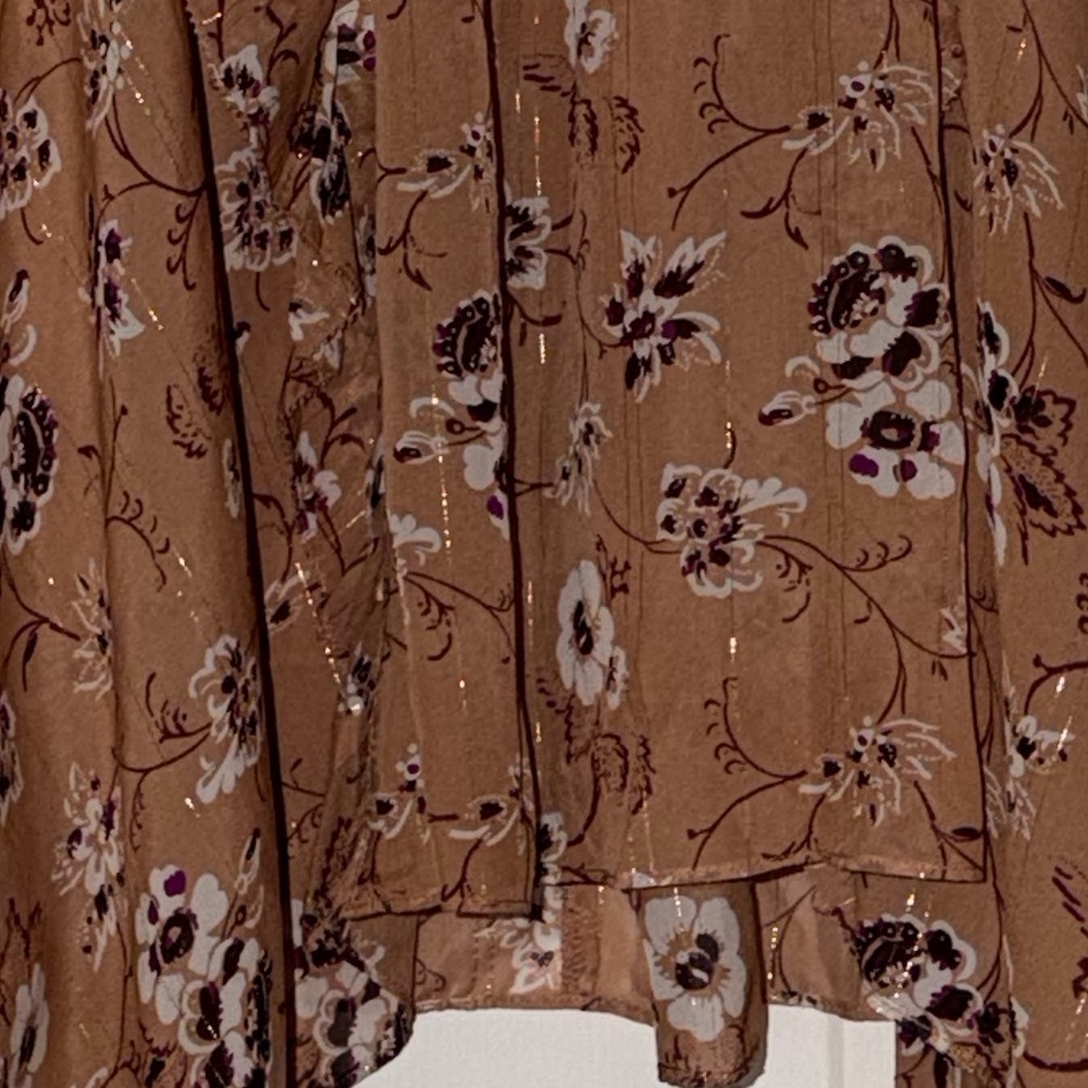 Ulla Johnson Silk floral-printed midi skirt ruffled asymmetrical hem shimmer - Picture 10 of 11